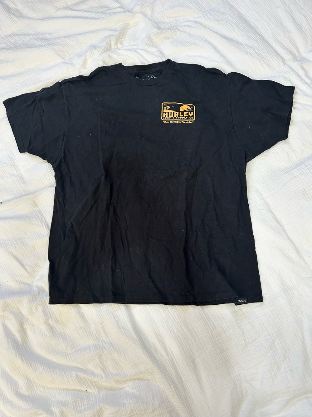 Hurley Black Short-Sleeve Tee with Yellow Logo
